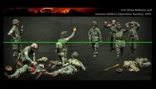 1/35 SCALE U.S. AND GERMAN WW2 RESIN FIGURES, MODEL KIT, x 10 SOLDIERS. NEW.