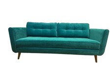 Orla Kiely Ivy large 4 seater bench seat sofa in teal velvet fabric RRP £1739