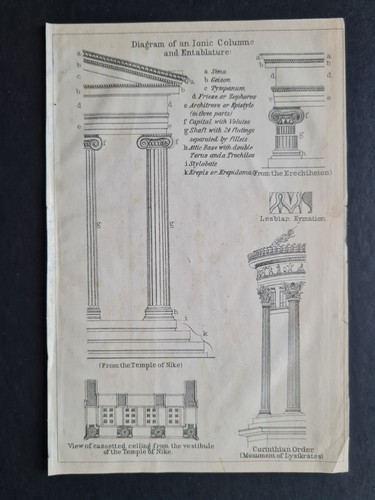 Antique 1909 print ionic - 1909,