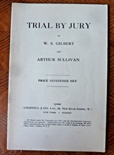 Programme W S Gilbert & Arthur Sullivan Trial By Jury Chappell & Co