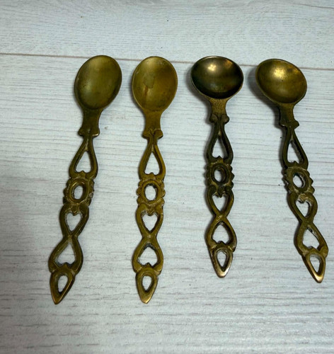 Vintage brass spoons made - brass,