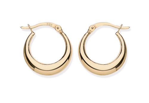 9ct gold silver hoop - gold,