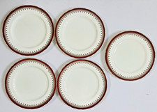 Aynsley Durham Maroon Salad Plates Set of 5 – 9" Wavy Edge Fine Bone China 