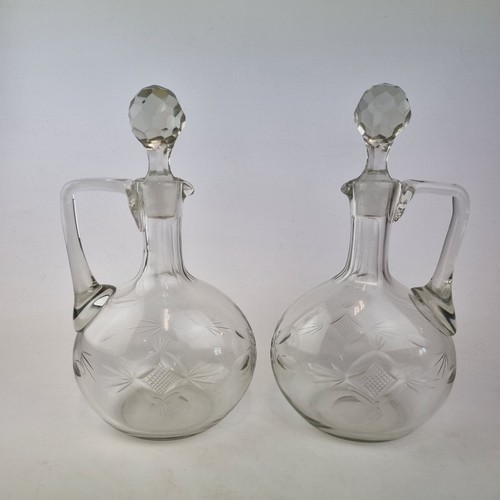 Antique 19thc pair cut - pair, glass
