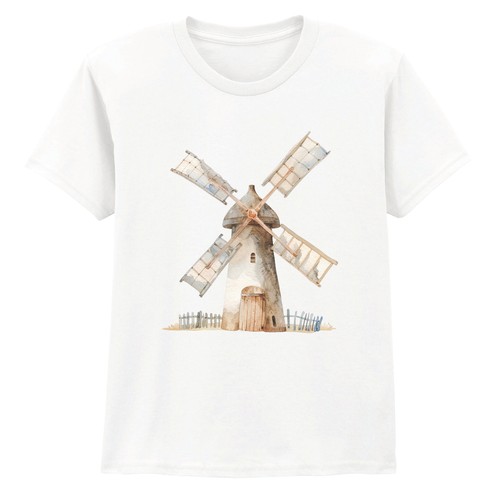 Watercolor farm windmill boys - watercolor,