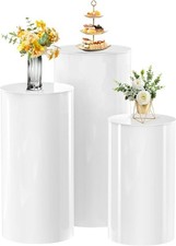 Cylinder Pedestal Stands Set of 3, White Display Pedestal Stands For Auction