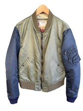 Schott Perfecto MA-1 Bomber Jacket Two Tone Nylon Satin Size L Made In USA 