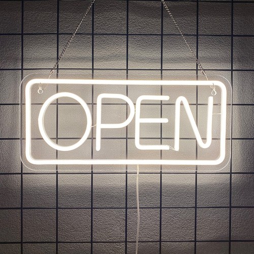 Open neon led - open, business