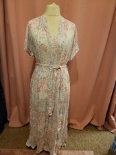 LADIES LONG DRESS PINK WHITE PASTEL FLOWER PATTERN SIZE M 14 16 FROM H&M