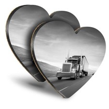 2x Heart MDF Coasters - BW -