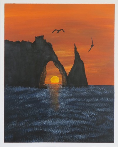 Sunset sea rock arch coast - sunset,