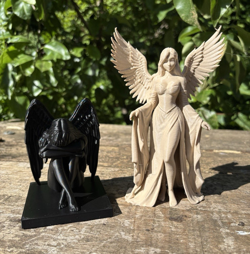 Black beige winged angel - &,