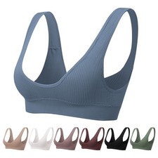 Women Seamless Crop Tops Bra Rib Bralette Top Comfy Mini Breasts Sexy Lingerie