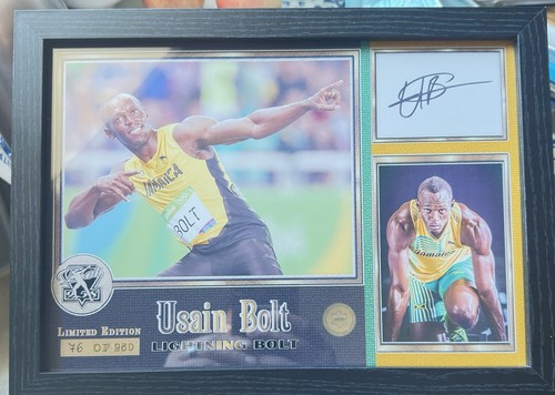 Usain bolt signed framed 5x - usain,