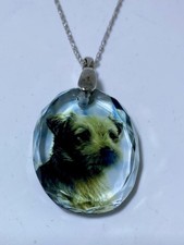 Border Terrier Dog Crystal Pendant Sterling Silver Bale & Chain Danbury Mint