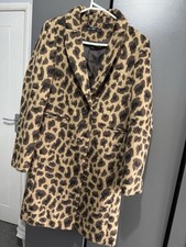 F&F tesco leopard  mid length with button to close ,coat size 8