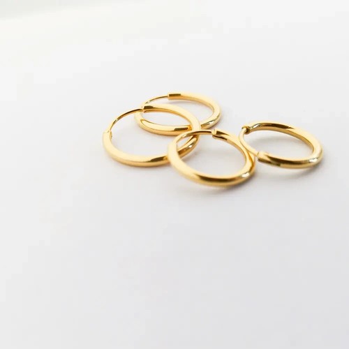 9ct gold sleeper hoop earrings - gold,