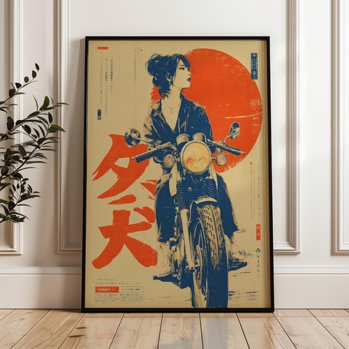 Woman motorcycle poster - woman,