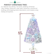 3/4/6 Ft Christmas Trees Fibre Optic Pre-lit Xmas Tree with Stand Top Star Decor