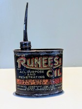 Vintage Runeesi Oil Can Jug Tin with Spout  Esso BP Shell Castrol Duckhams