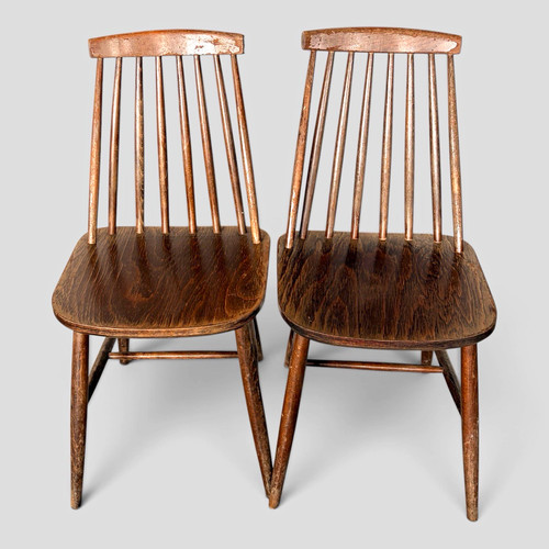Pair wooden spindle back - pair, of