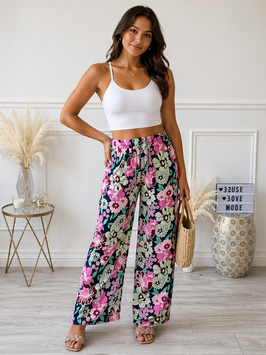 Floral wide leg palazzo - wide,