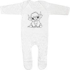 'Baby Highland Cow' Baby Romper Jumpsuits / Sleep suits (SS052509)