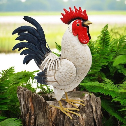 Metal white cockerel - metal, (44cm