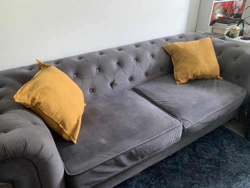 Grey velvet chesterfield - velvet,