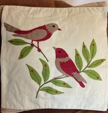 Embroidered Crewel Red Bird On Branch Pillow Cases 20x20” The Company Store