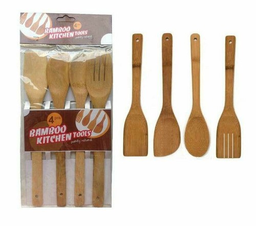 4pc bamboo spoons - bamboo, set