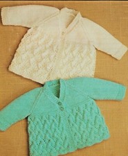 456 PREMATURE BABY GIRL 2 MATINEE COATS DK 12 -20" VINTAGE KNITTING PATTERN COPY