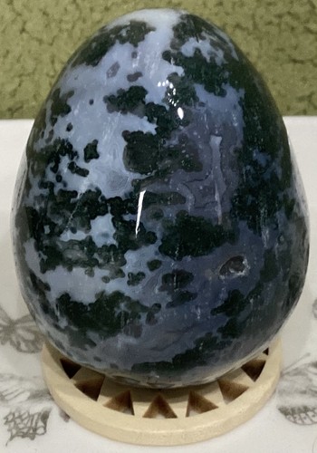 Crystal moss agate egg - crystal,