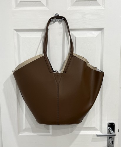 Zara brown maxi shoulder tote - zara,