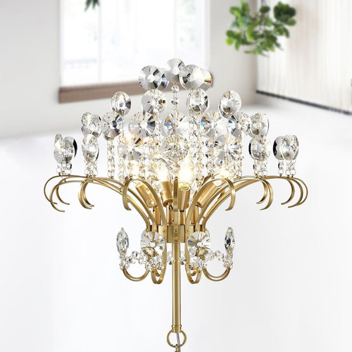 Gold clear crystal chandelier - gold/clear,