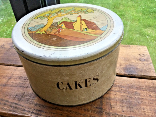 Vintage cake storage tin - vintage,