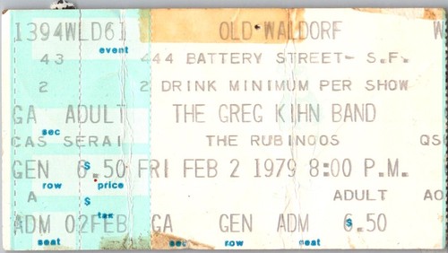 Greg kihn band - kihn, ticket