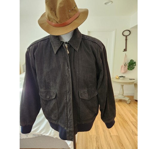 Men suede leather bomber - leather,