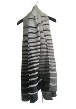JONATHAN SAUNDERS Large Woven Stripe Silk Organza Shawl Black/ White