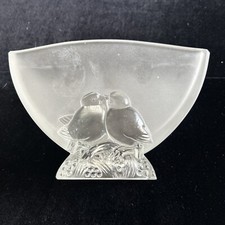 Vintage Verlys Frosted glass vase with elegant  molded birds on each side.