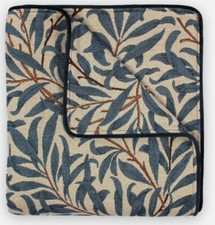 William Morris Thornbury WILLOW Tapestry Piped Bed Runner / Throw - Cobalt