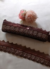 4 Meters Fancy Choco Brown Embroidery (Bridal Saree Sew On Trim Edge Border Lace