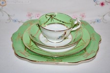 Superb 1920s Game Birds Tea Set Coalport Batwing style Wetley china Plate Cup