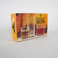 Vintage 1970s Ravenhead Siesta Set of 6 26cl Whisky Tumblers / Drinking Glasses