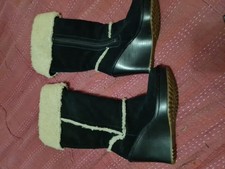 UGG Aubrie Knee Length Boots Size UK 4 Women's Black lined shearling 