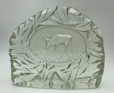 Bergdala Sweden Crystal Paperweight Ornament Moose Elk Deer Heavy Scandi Glass