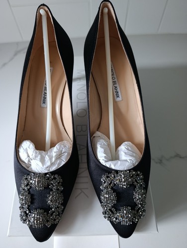 Black satin almond toe - satin,