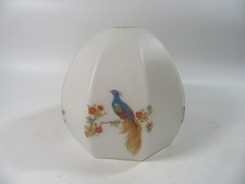 Vintage 1930's opaque white glass lightshade . Bird / Floral Pattern . 6.5" H