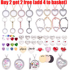 Living Memory Floating Family Charms Locket Pendant Necklace Bracelet Keychain