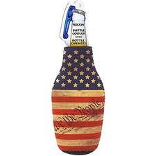 American Flag Beer Bottle Koozie Set with Opener Zipper coozies Patriotic Gifts